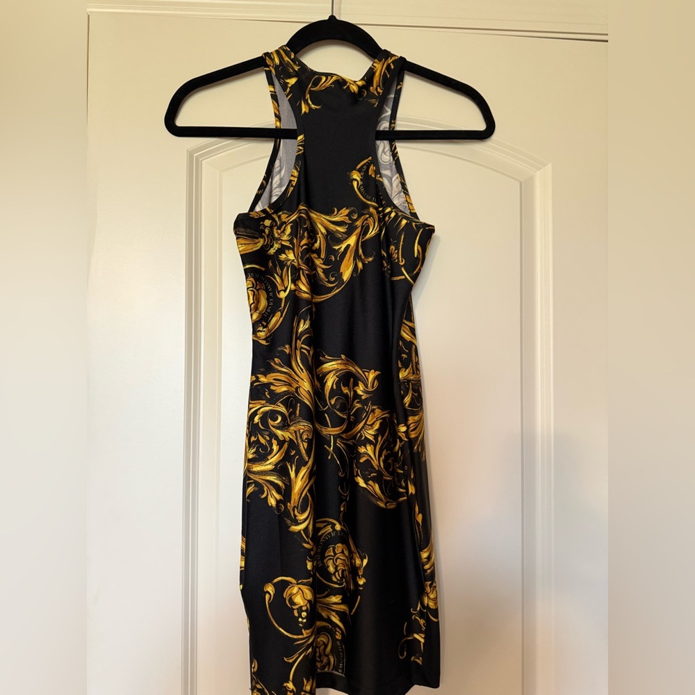Versace Jeans Couture Elegant Black and Gold Mini Dress - Picture 2 of 6